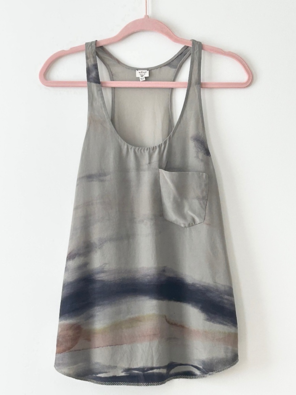 Aritzia Wilfred 100% Silk Watercolor Tank Top
